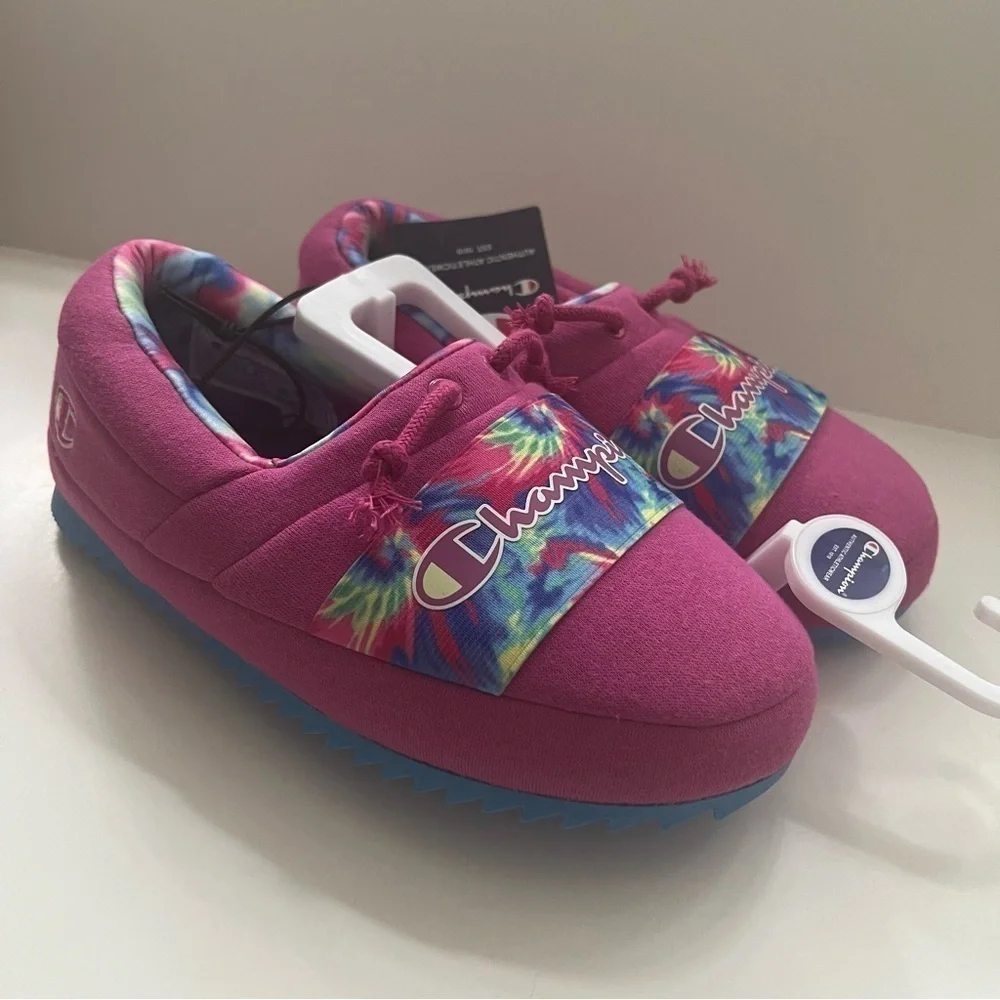 Champion Academy Youth Women’s Pink Tie Dye Slippers Slide On Shoes Sz 6 NWT